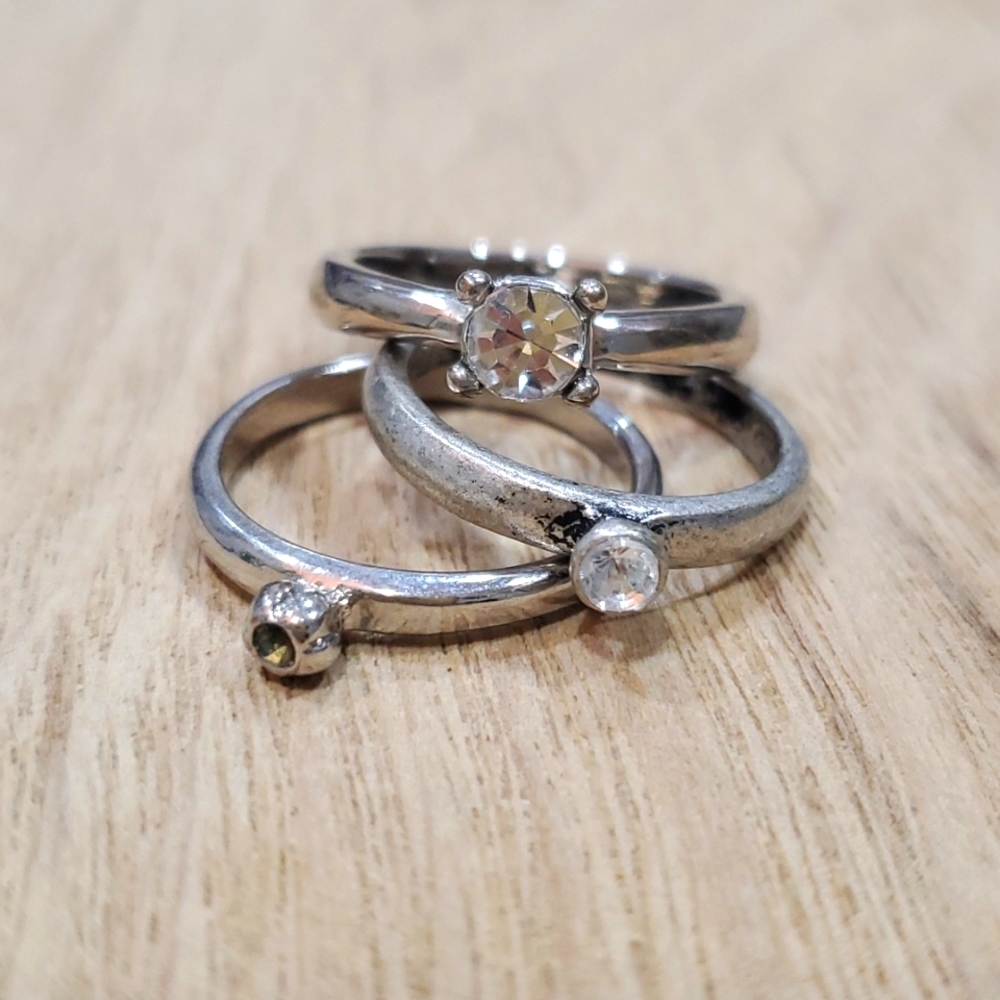 Silver ring set of 3